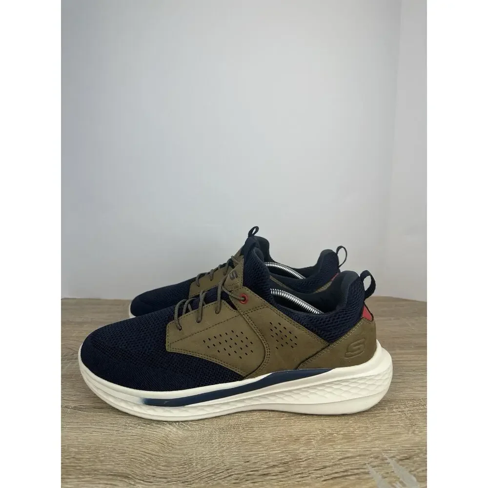 Skechers 210892 Relaxed Fit Air Cooled Memory Foam Men’s US 12 Navy Tan